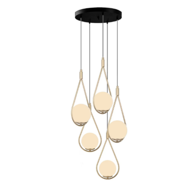minimalist İskandinav avize cam gold beşli modern vize